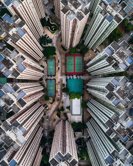 Framed Print : Richland Gardens building complex taken by drone, Kowloon Bay, Hong Kong