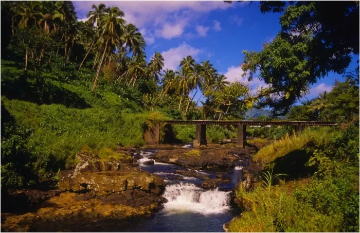 Framed Print : River Cascades, The Island of Upolu, Western Samoa Framed Print : River Cascades, The Island of Upolu, Western Samoa