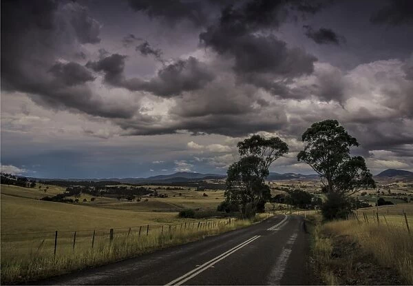 Road into the Colebrook valley, rural Tasmania
