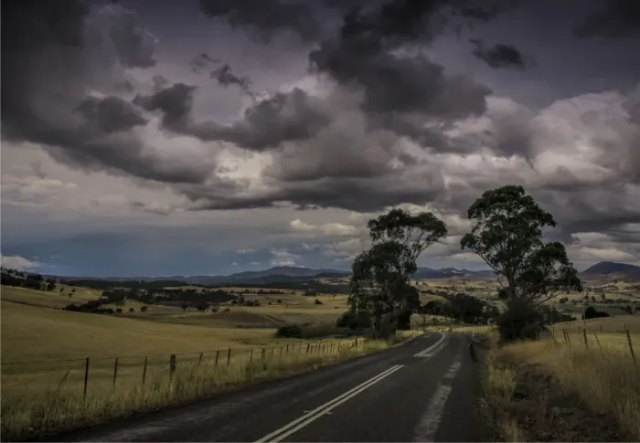 Framed Print : Road into the Colebrook valley, rural Tasmania
