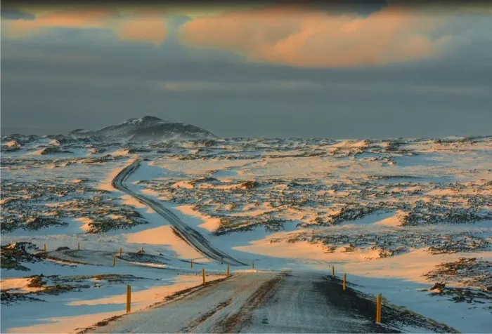 Framed Print : The road leading out of Arnarstapi in winter, Snaefellness, Iceland