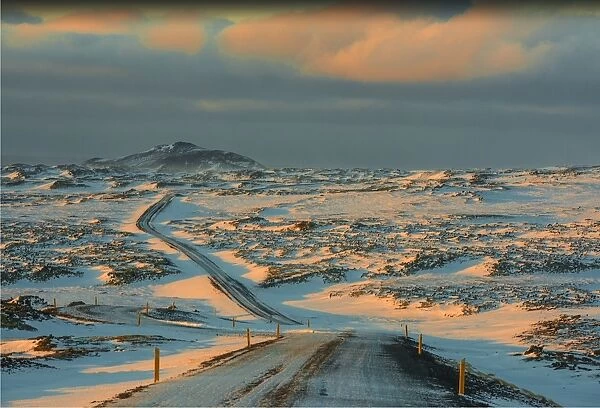 The road leading out of Arnarstapi in winter, Snaefellness, Iceland