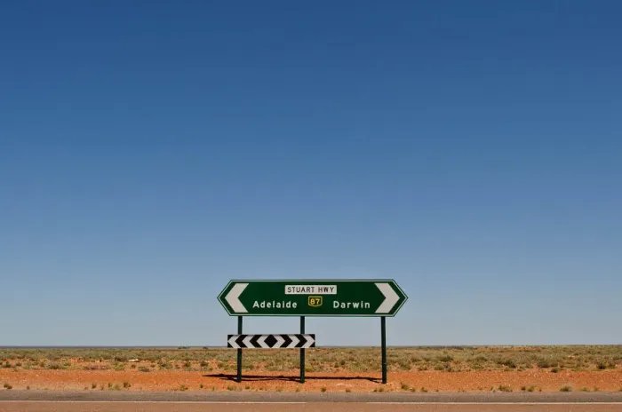 Framed Print : Road sign showing Stuart Highway, Coober Pedy, Australia Framed Print : Road sign showing Stuart Highway, Coober Pedy, Australia