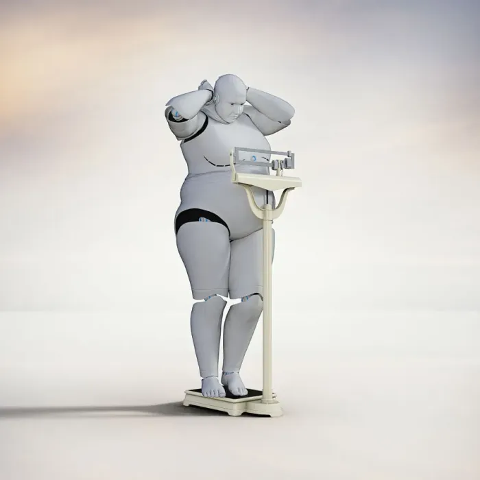 Framed Print : Robot Woman Weigh In