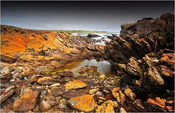 Rock formations, on the coastline of King Island Bass Strait, Tasmania, Australia