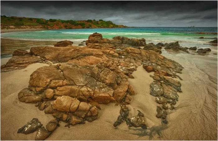 Framed Print : Rock formations, on the coastline of King Island Bass Strait, Tasmania, Australia