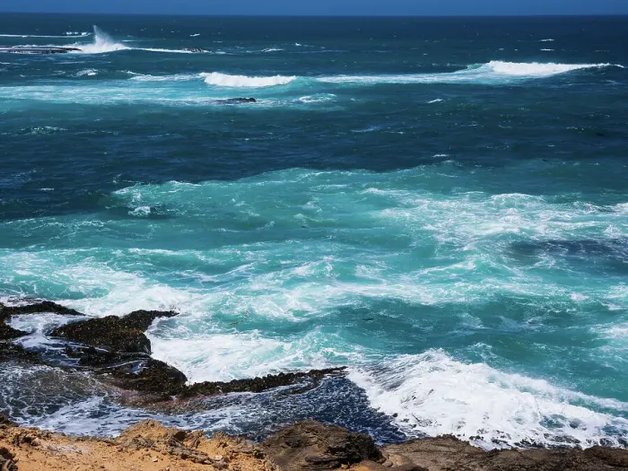 Framed Print : Rough deep blue ocean at Thunder Point in Warrnambool, Victoria, Australia Framed Print : Rough deep blue ocean at Thunder Point in Warrnambool, Victoria, Australia