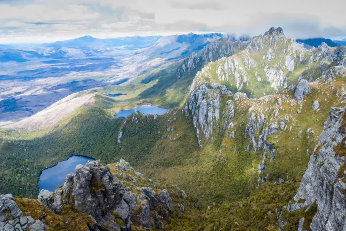 Framed Print : Rugged Western Arthurs range, southwest Tasmania