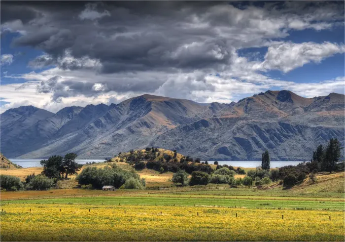 Framed Print : A rural scene of farmland near Wanaka, in the Autumn, South Island, New Zealand Framed Print : A rural scene of farmland near Wanaka, in the Autumn, South Island, New Zealand