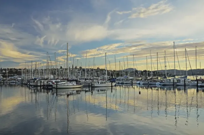 Framed Print : Sailboats moored at Sandy Bay, Hobart