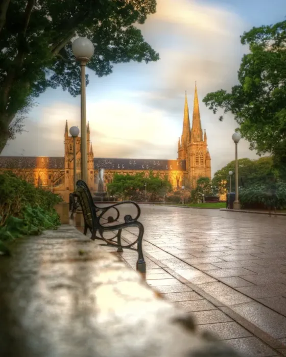 Framed Print : Saint Marys Cathedral view from Hyde Park