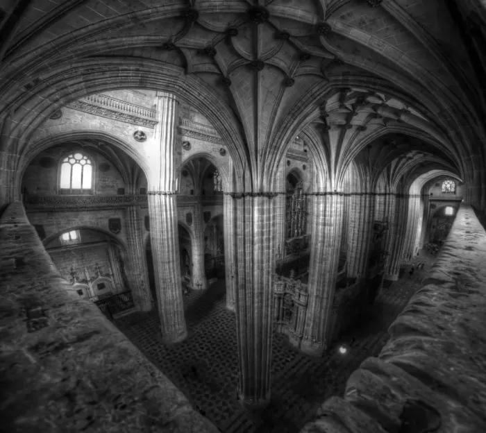 Framed Print : Salamanca Cathedral columns in black and white Framed Print : Salamanca Cathedral columns in black and white