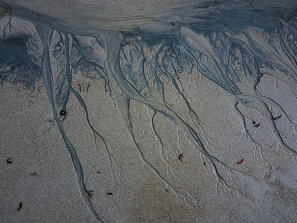 Sand patterns at low tide, Quarantine bay, east coastline of King Island, Bass Strait, Tasmania, Australia