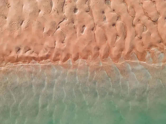Framed Print : Sand textures in Roebuck Bay shot from directly above, Broome, Western Australia, Australia Framed Print : Sand textures in Roebuck Bay shot from directly above, Broome, Western Australia, Australia