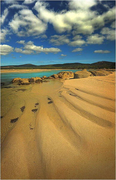 Sandbar at low tide, North east river, Flinders Island, Bass Strait, Tasmania, Australia