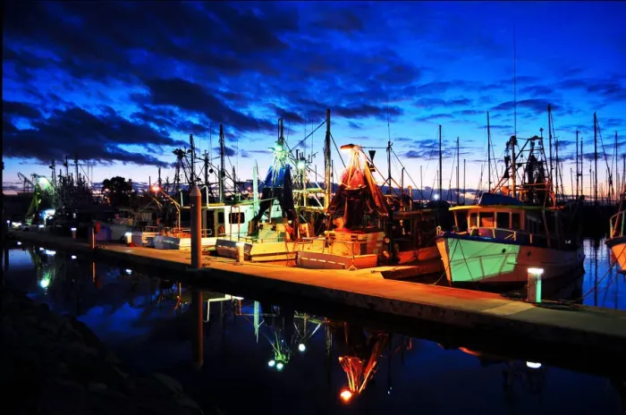Framed Print : Scarborough Marina boat harbor at night Framed Print : Scarborough Marina boat harbor at night
