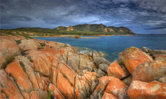 Framed Print : A scenic view at the Docks, a colourful area of coastline on Flinders Island, part of the Furneaux group, eastern Bass Strait, Tasmania Framed Print : A scenic view at the Docks, a colourful area of coastline on Flinders Island, part of the Furneaux group, eastern Bass Strait, Tasmania