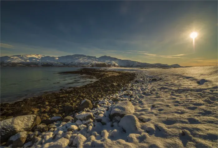 Framed Print : Scenic view in the Fiskefjorden region during winter-time, Arctic circle of Norway Framed Print : Scenic view in the Fiskefjorden region during winter-time, Arctic circle of Norway