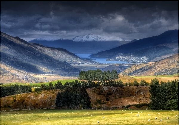 A scenic view towards Queenstown, South Island, New Zealand