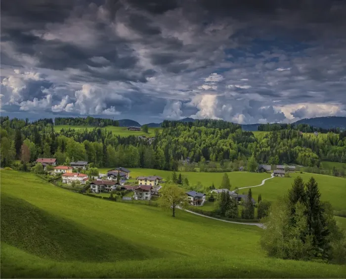 Framed Print : Scenic views around the alpine area of St. Gilgen, a village by the Wolfgangsee in the Austrian state of Salzburg Austria