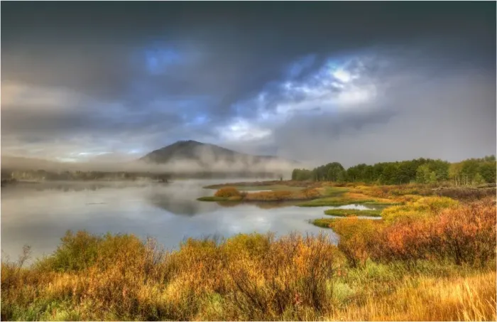 Framed Print : The scenically beautiful Grand Teton Mountain range from Oxbow bend turnout, Grand Teton National Park, Wyoming, USA