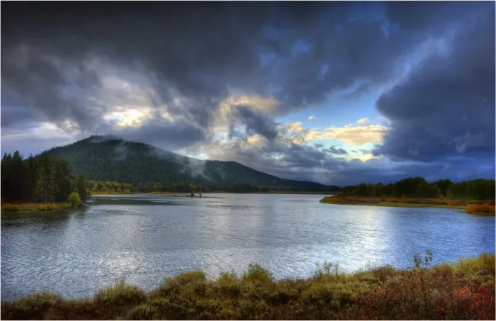 Framed Print : The scenically beautiful Grand Teton Mountain range from Oxbow bend turnout, Grand Teton National Park, Wyoming, USA