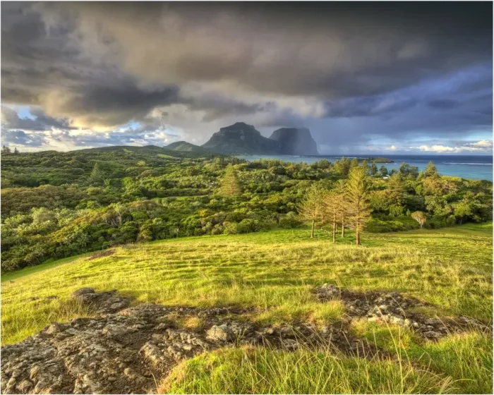 Framed Print : Scenically beautiful and a world heritage designated location, Lord Howe Island lies between the South Pacific ocean and the Tasman sea off the coast of New South Wales, Australia