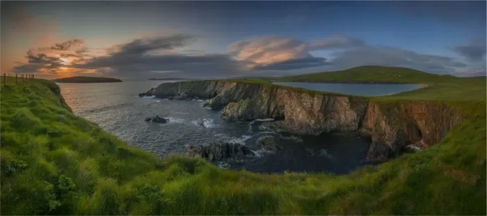 Framed Print : Scousburgh coastline at Dusk, Shetland Islands, Scotland, United Kingdom Framed Print : Scousburgh coastline at Dusk, Shetland Islands, Scotland, United Kingdom