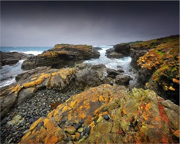 Seal bay and the coastline in the south of King Island, Bass Strait, Tasmania, Australia
