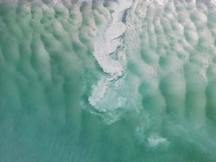Framed Print : Sediment flowing from Willie Creek into the Indian Ocean shot from an aerial perspective, The Kimberley, Western Australia, Australia