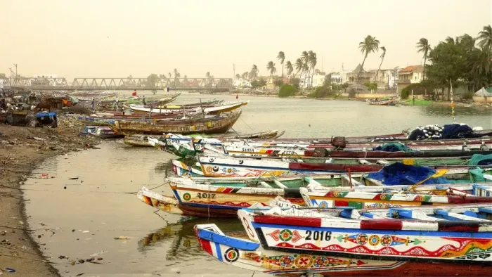 Framed Print : Senegal River and the city of Saint Louis, UNESCO World Heritage Site, Senegal, West Africa, Africa