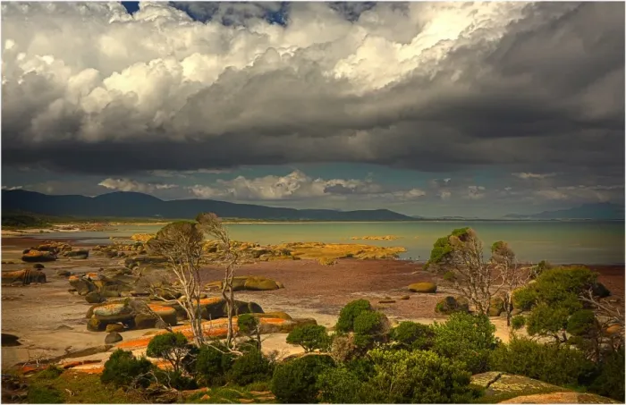 Framed Print : Settlement bay, Flinders Island, part of the Furneaux group, eastern Bass Strait, Tasmania