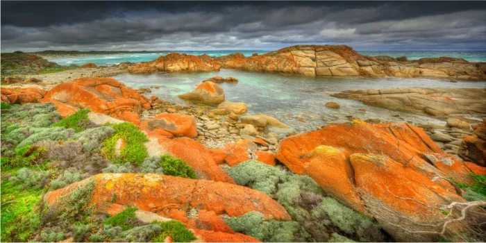 Framed Print : Sheltered cove on the coastline of King Island, Bass Strait, Tasmania, Australia