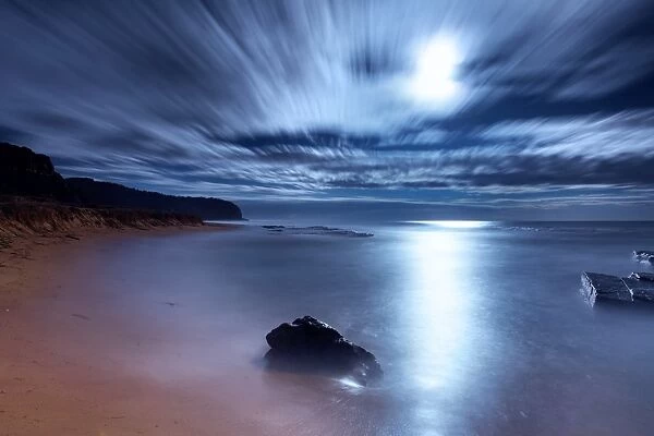 Shiny moon light on beach