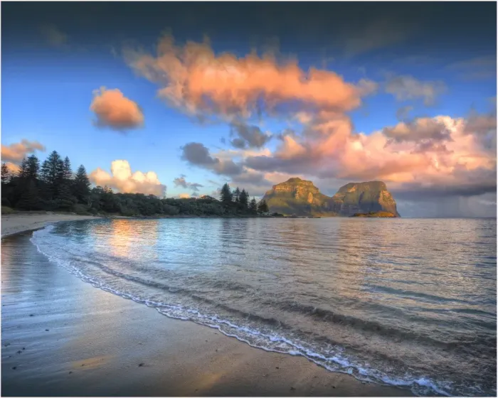 Framed Print : Shoreline dusk on settlement beach, Lord Howe Island