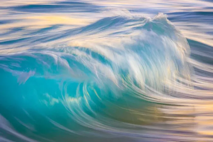Framed Print : A single slow shutter photograph of a wave