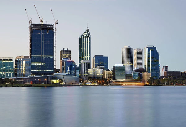 Skyline of the business district of Perth with Swan River