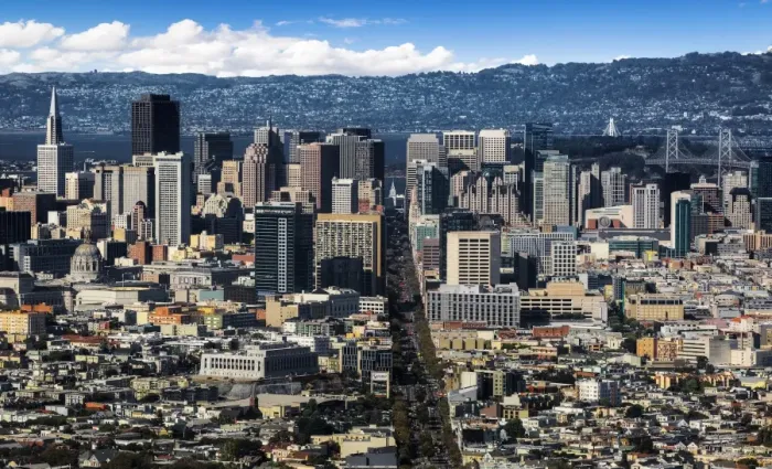 Framed Print : Skyline Of Downtown San Francisco From Twin Peaks, California, United States, North America