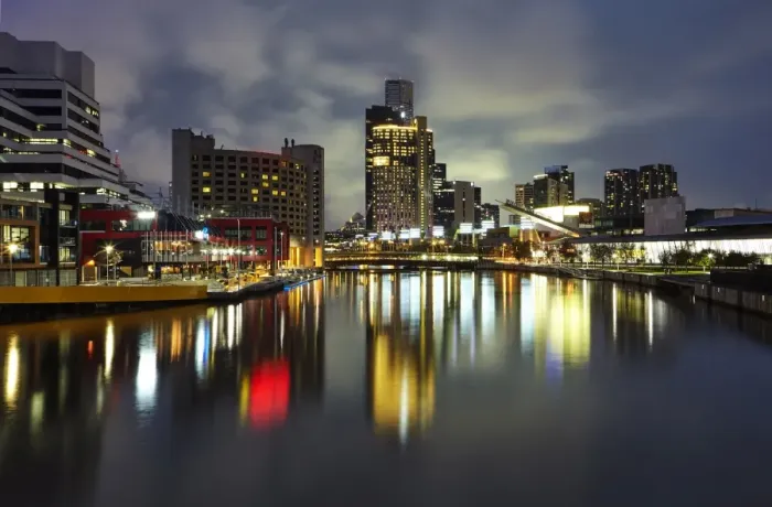 Framed Print : Skyline of Melbourne regenerated docklands at night Framed Print : Skyline of Melbourne regenerated docklands at night
