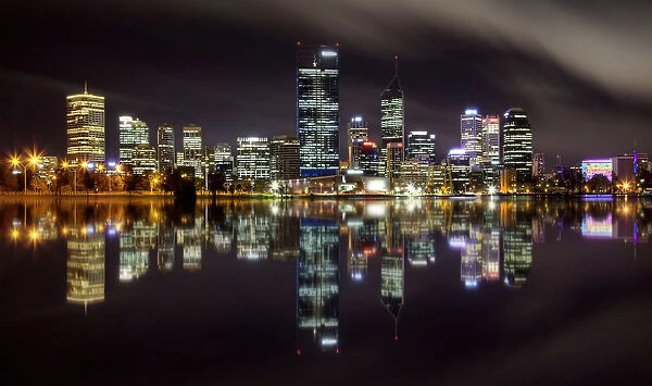 The Skyline of Perth City At Night, Western Australia