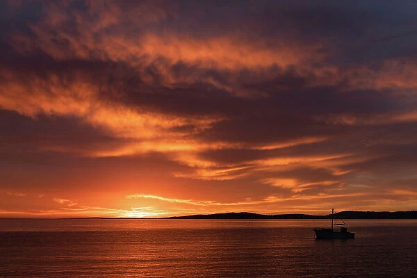 Small boat at dawn. Port Lincoln. Eyre Peninsula. South Australia