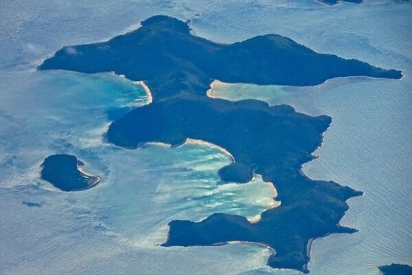 Smith Islands National Park in Great Barrier Reef in Australia daytime aerial view from airplane