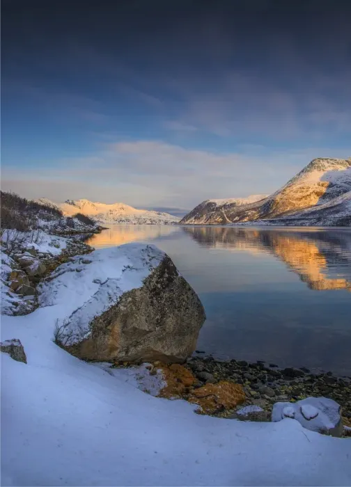 Framed Print : A snowy scene at Grotfjord in the winter, arctic circle of Norway Framed Print : A snowy scene at Grotfjord in the winter, arctic circle of Norway