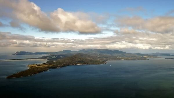 Southern Hobart coastline and mountains