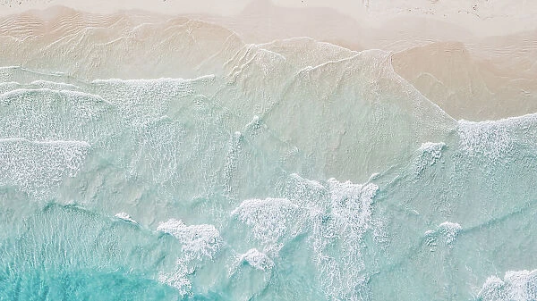 Southern ocean and a beach shot by drone, Esperance, Australia