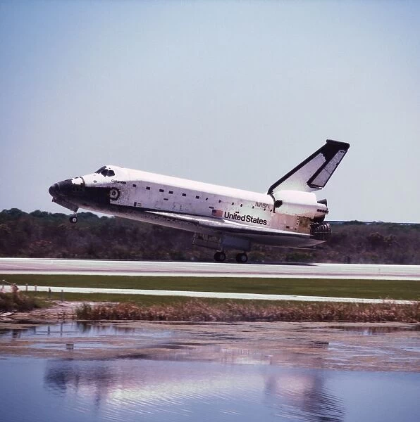 The space shuttle taking off