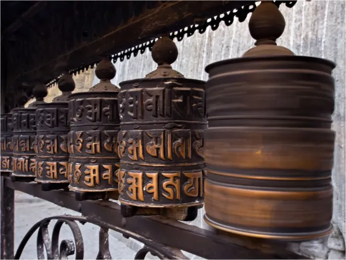 Framed Print : A spinning prayer wheel, Kagbeni, Mustang, Annapurna region, Himalayas, Nepal