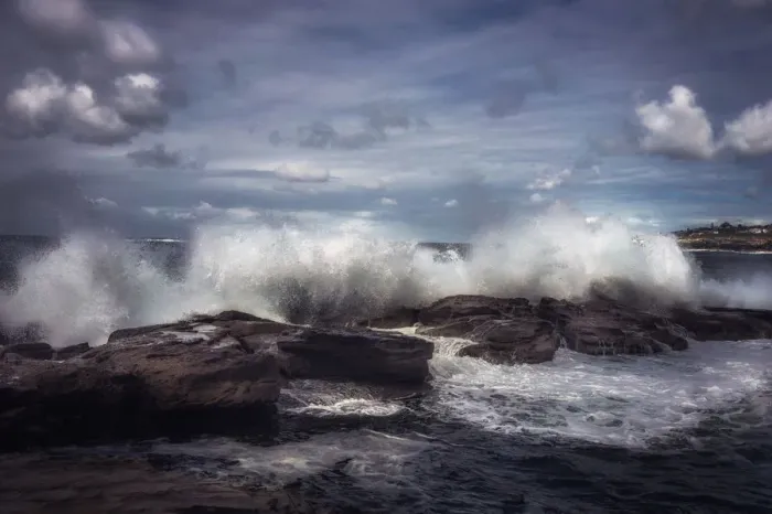Framed Print : Splash and Rocks