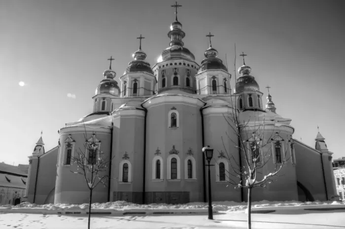 Framed Print : St Sophia Cathedral in black and white