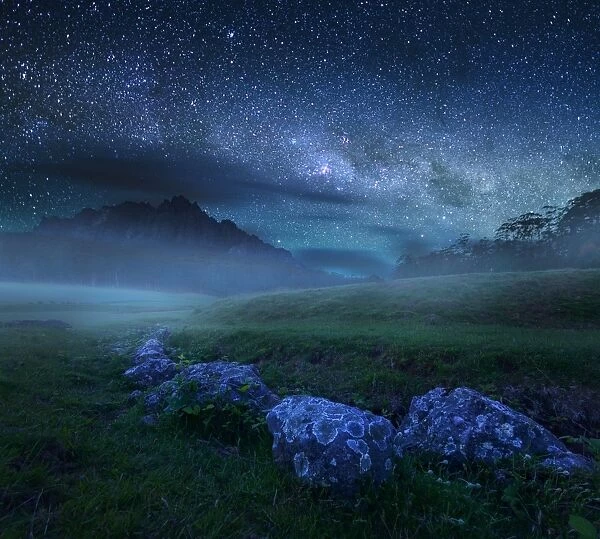 Starry night at Mt. John, located near Cradle Mountain-Lake St Clair, Tasmania, Australia